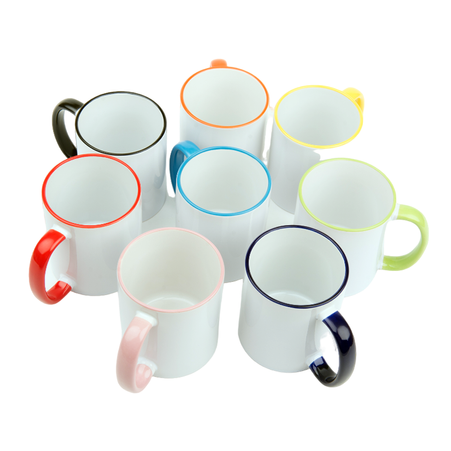 White mug - rim and handle silver carton 36 pcs.