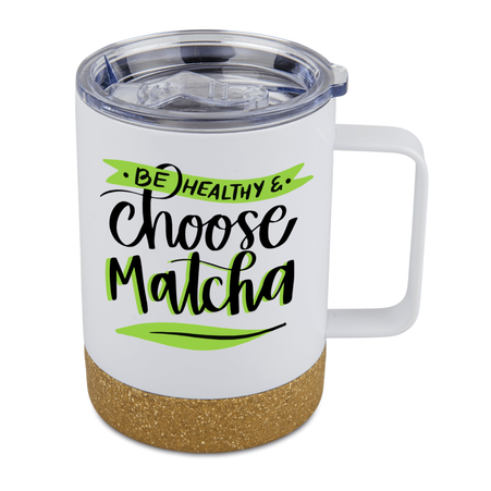 Steel mug 360 ml with handle, cork bottom