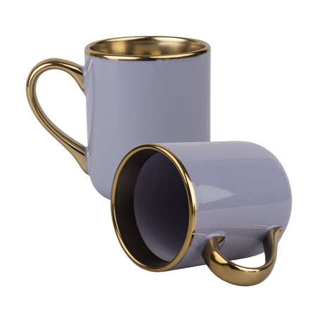 Elegant mug handle and rim gold - purple carton 36 pcs.