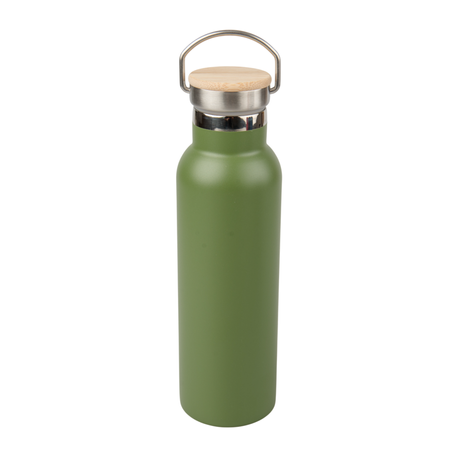 Steel bottle 600ml engraving/UV bamboo cap - green