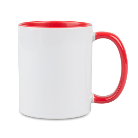 Combo SuperGlaze white mug - red handle and inside carton 36 pcs.