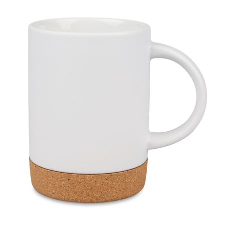 Matte white mug 440 ml - cork bottom
