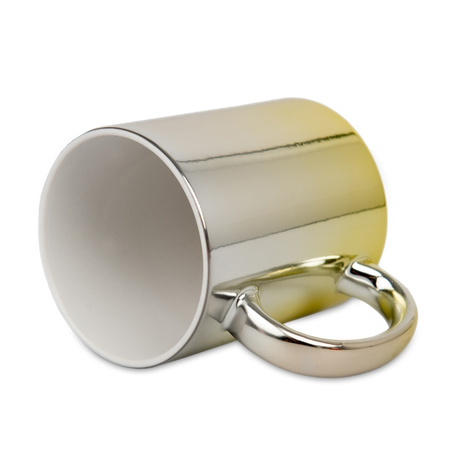 Silver and yellow metallic mug
