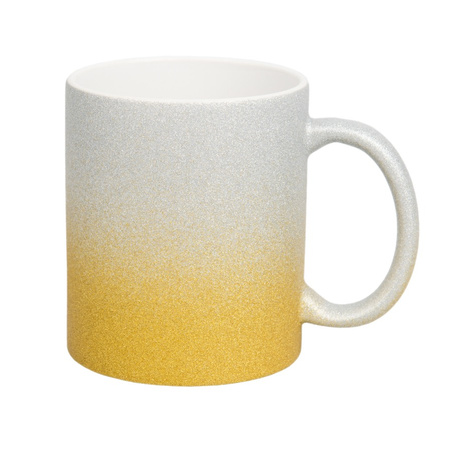 Silver and gold glitter mug
