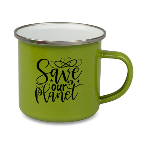 Steel mug - enamel 300 ml, green carton 48 pcs.
