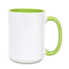White mug 440 ml Combo - handle and inside light green