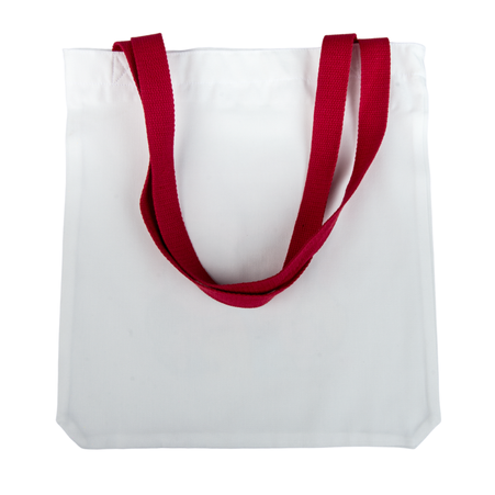 Shoulder bag white 36,5x33,5 cm - handle red (set of 10 pieces)