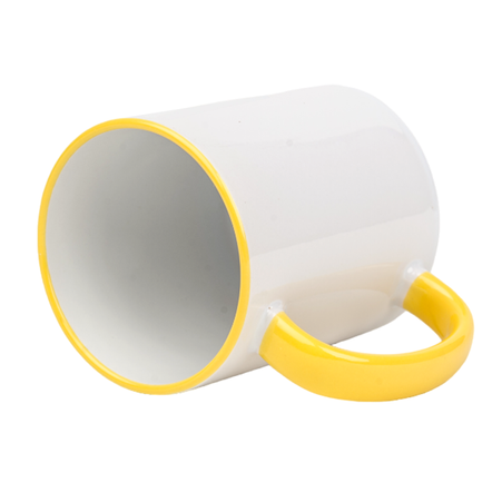 Kubek biały - uchwyt żółty