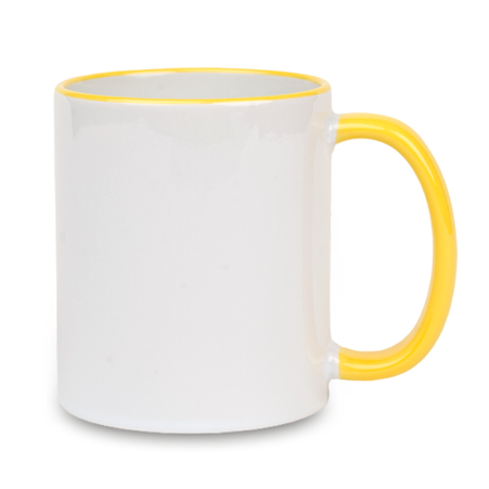 White mug - yellow handle