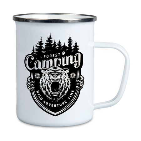 Steel mug - enameled 650 ml, silver rim