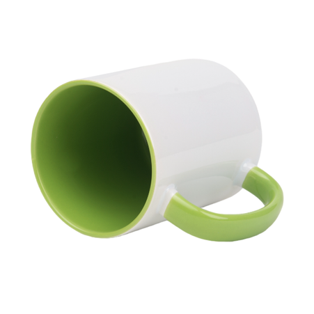 Combo Standard white mug - handle and inner light green
