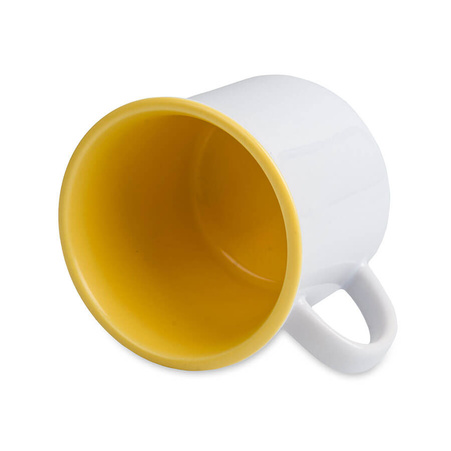 White mug 250 ml Camper inside yellow