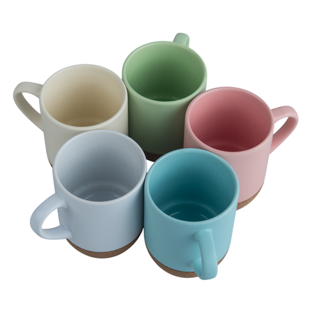 Mug 250 ml matte with cork bottom white