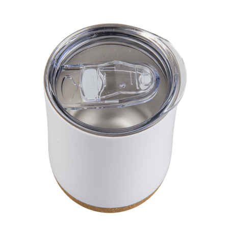 Steel mug 330 ml with cork bottom white