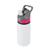 Aluminum 500 ml Active bottle white with pink stripe and mouthpiece