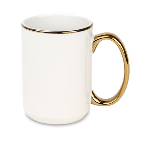Mug 440 ml white - handle gold carton 36 pcs.