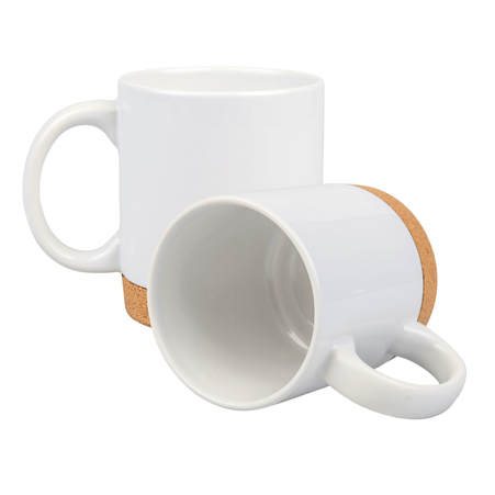 White glossy mug 300 ml - cork bottom carton 36 pcs.