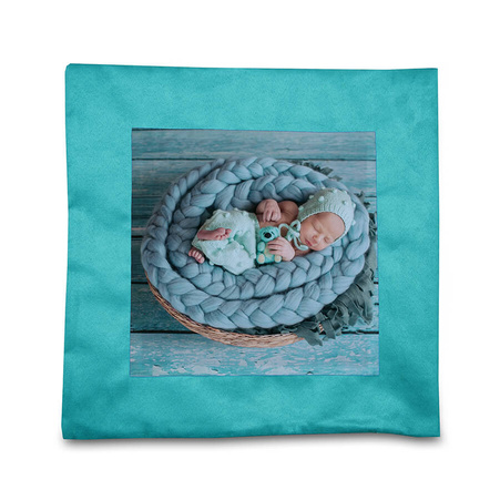 Poszewka 40x40 zamsz - błękitna + wkład