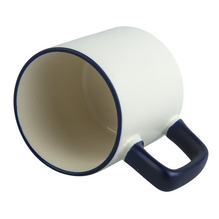 330 ml Cream mug matte handle and rim navy blue