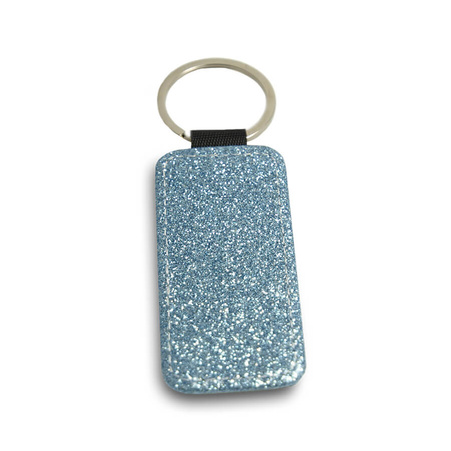 Rectangular blue eco leather key ring (kpl. 5 pcs.)