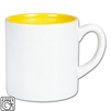 Mini white mug - yellow inside, with cardboard set of 24 pcs.