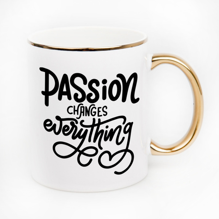 White mug - gold rim and handle