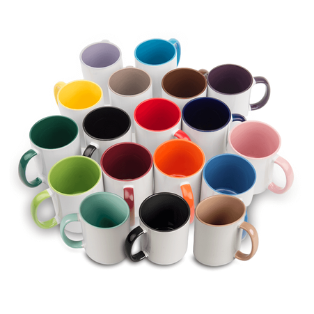 Combo white mug - inside and handle plum, carton 36 pcs.