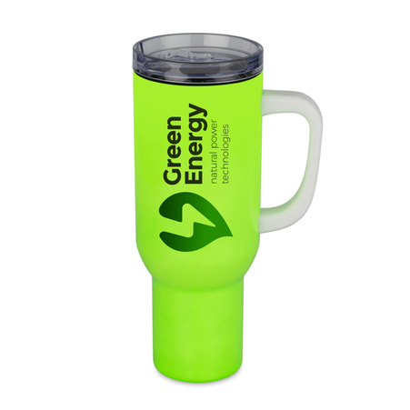 Trek 1200 ml steel mug with handle neon green