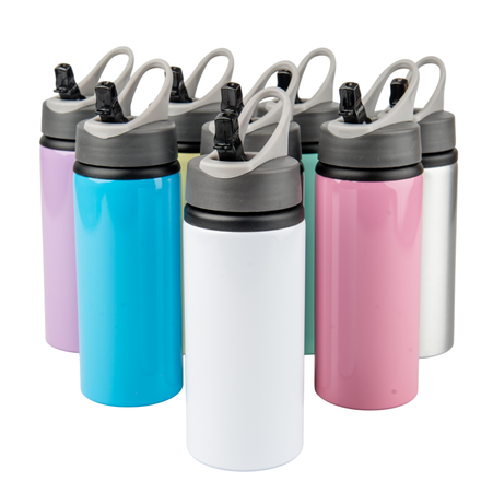 Aluminum Active bottle with mouthpiece 650 ml - pink set of 5 pcs.