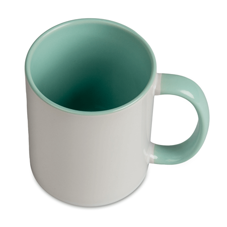 Combo white mug - handle and inside mint green