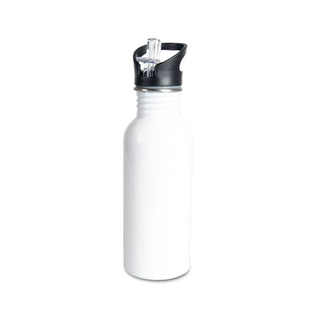 Aluminum 600 ml bottle with mouthpiece white