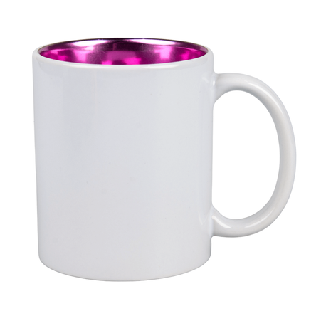 Mug white pink glossy inside