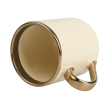 Elegant mug gold handle and rim - cream colored