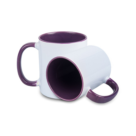 Combo white mug - plum handle and inside