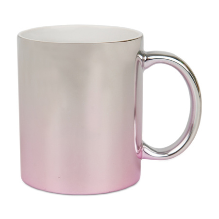 Kubek metalic srebrno - różowy