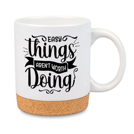 White glossy mug 330 ml - cork bottom