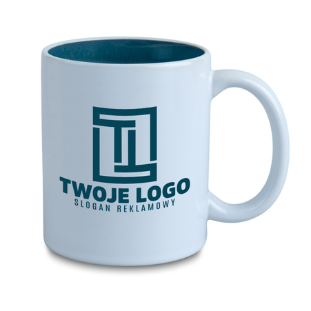 Pavo white mug - inner green-blue