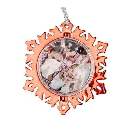 Plastic ornament for a photo snowflake - red (set of 24 pcs)