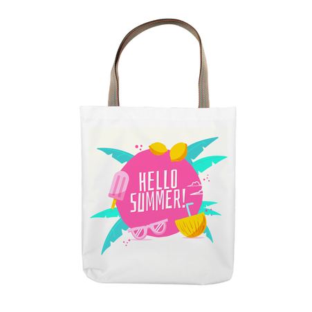 Shoulder bag white 38x40 cm - color handle (set of 10 pcs.)