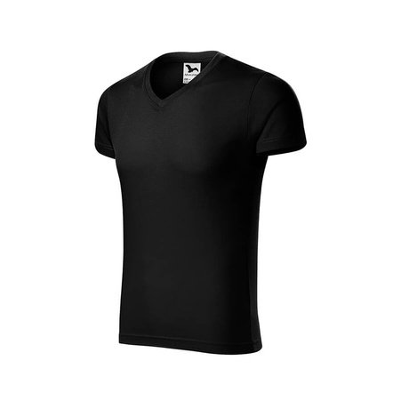 Malfin slim fit V-neck men's cotton t-shirt black S