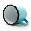 Steel mug - enameled matte mint green, black rim - carton of 48 pcs.