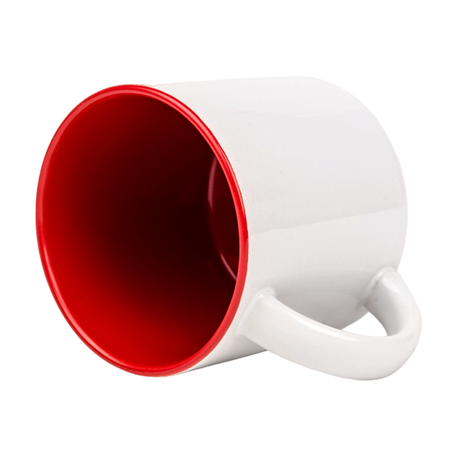 White mug 400 ml wide - inside red