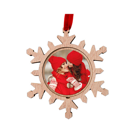 Zawieszka/ornament drewniany na zdjęcie - płatek śniegu