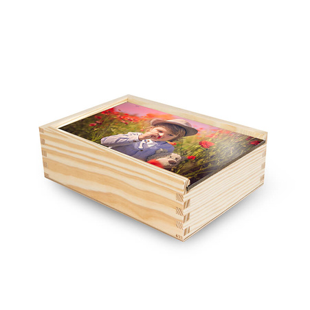 Wooden photo box with Hardboard front 12.3x17.4 cm