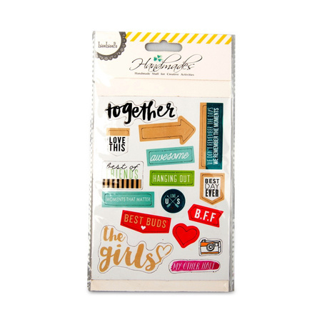 Spiral photo album large 20.2x20.2cm + decorative stickers words/triangles (4 pcs.)