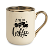 Elegant mug gold handle and rim - cream colored