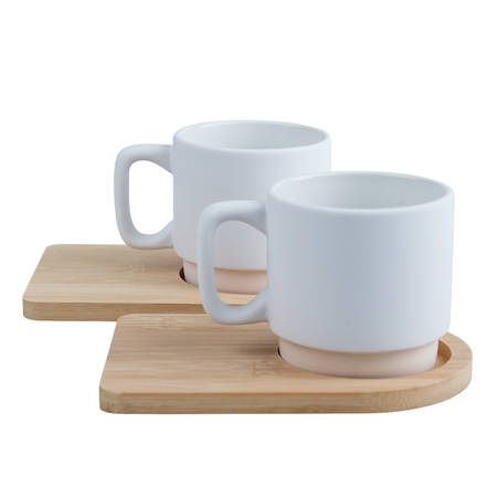 290 ml frosted cup with bamboo saucer kpl 2 pcs