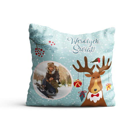 Photo soft pillowcase - Christmas Reindeer pattern