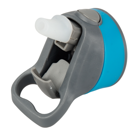 Aluminum 500 ml Active bottle white with blue stripe and mouthpiece