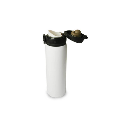 Steel thermo bottle 350 ml with flip top closure - white